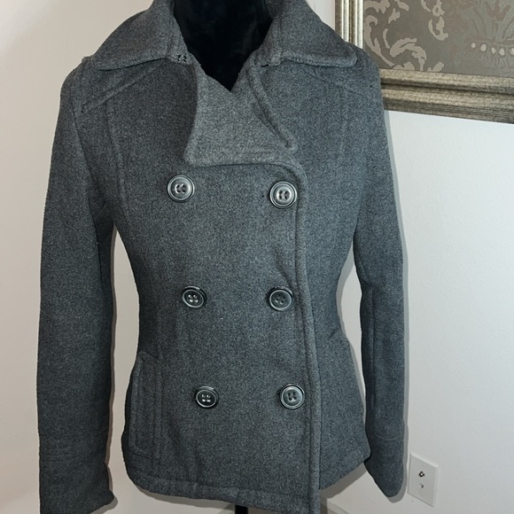 Aeropostale eighty-seven wool blend double breasted gray coat Sz M - Picture 2 of 7